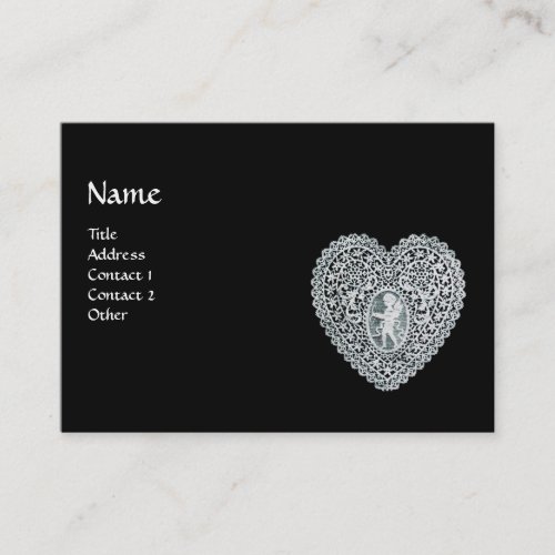 CUPID LACE HEART MONOGRAM BUSINESS CARD