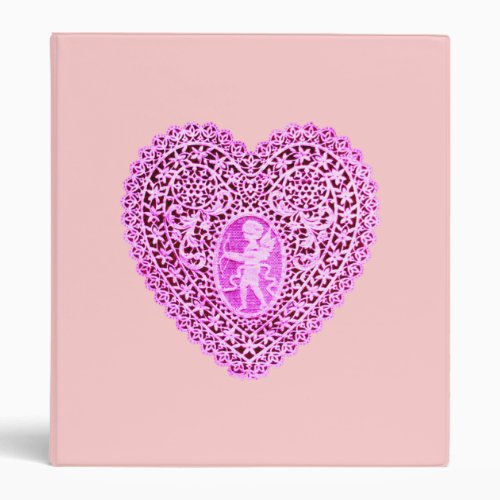 CUPID LACE HEART   pink Binder