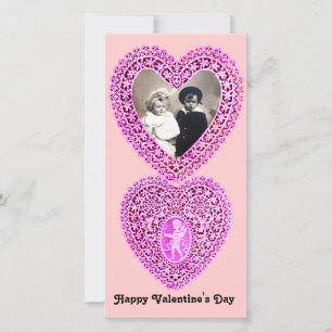 CUPID LACE HEART , pink Holiday Card