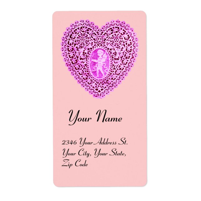 CUPID LACE HEART,pink purple Label (Front)