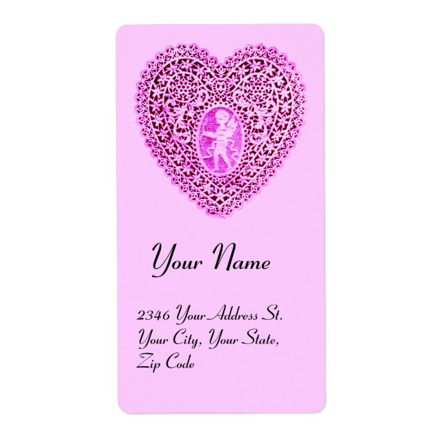 CUPID LACE HEART,pink purple Label (Front)