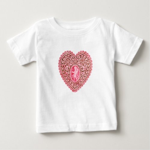 CUPID LACE HEART Pink Red Baby T_Shirt