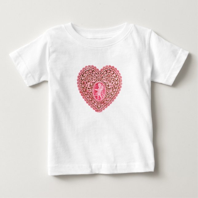 CUPID LACE HEART, Pink Red Baby T-Shirt (Front)