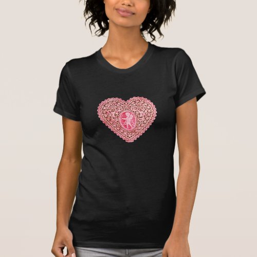 CUPID LACE HEART Pink Red T_Shirt