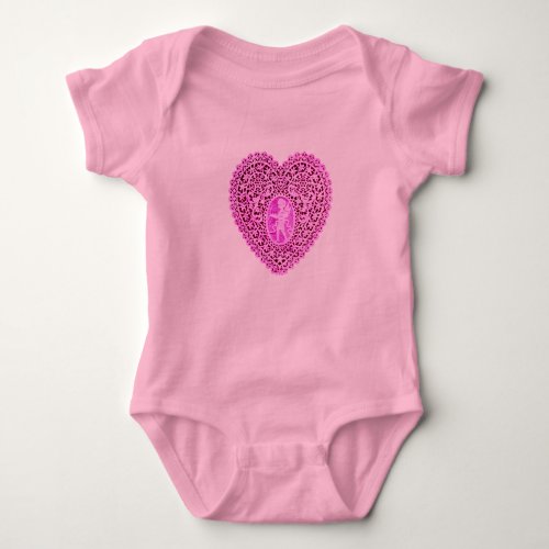 CUPID LACE HEART Pink Violet Baby Bodysuit