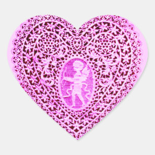 CUPID LACE HEART ,Pink Violet Black Sticker