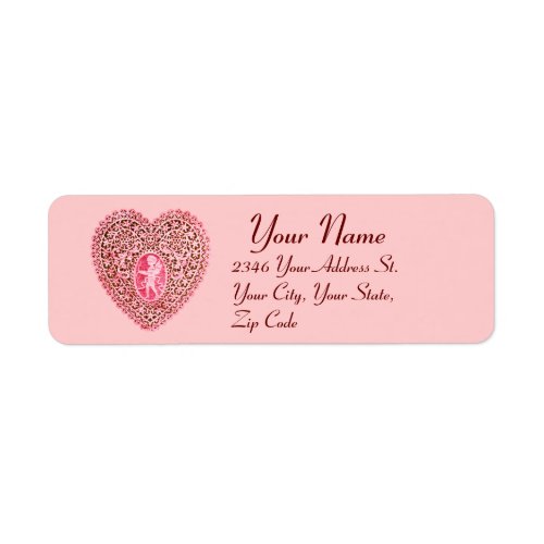 CUPID LACE HEARTRed Pink Valentines Day Label