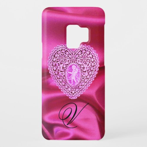 CUPID LACE HEART SILK PINK FUCHSIA CLOTH MONOGRAM Case_Mate SAMSUNG GALAXY S9 CASE