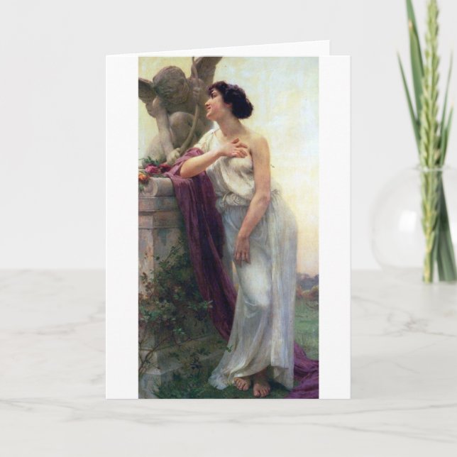 Cupid love woman romantic antique painting holiday card (Front)