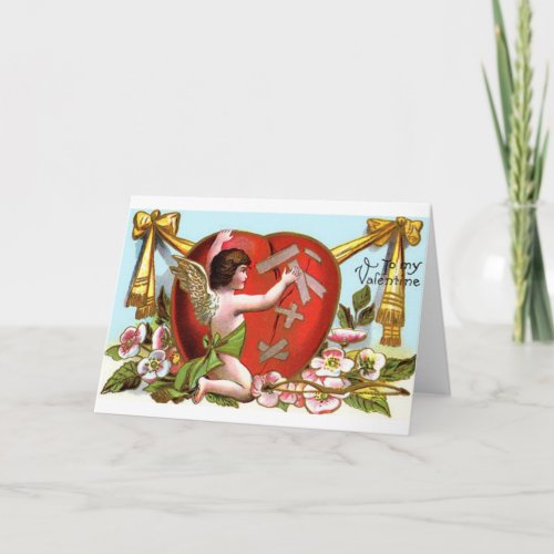 Cupid Mending Broken Heart Valentines Day Card