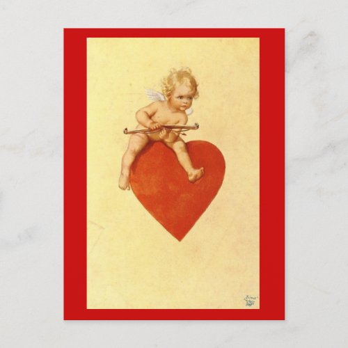 Cupid on a Heart _  Postcard