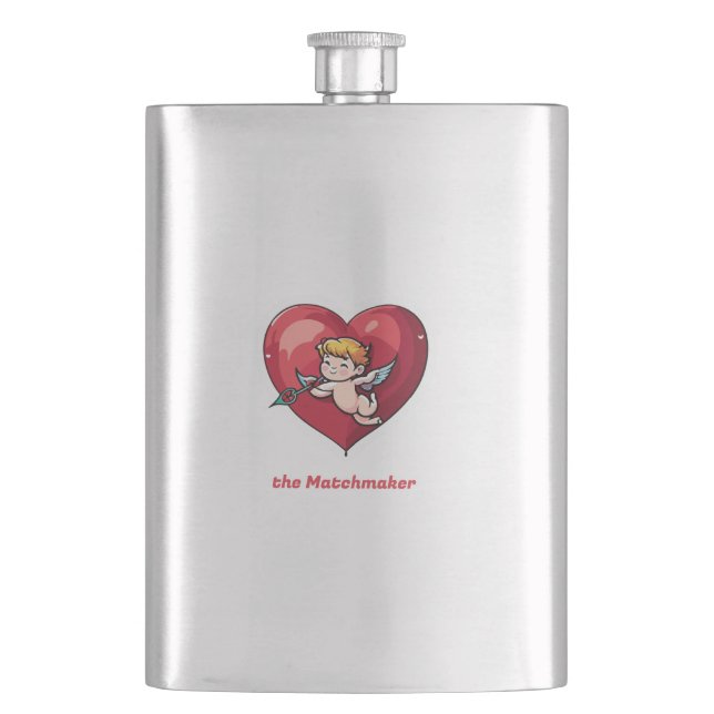 Cupid on Red Heart Flask (Front)