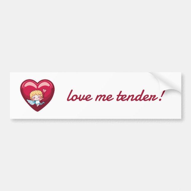 Cupid on Red Heart with Pink Arrow Head Bumper Sticker (Front)