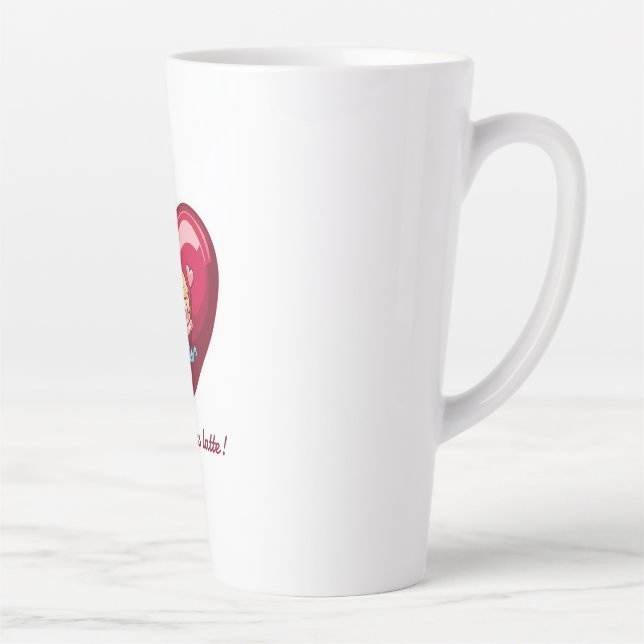 Cupid on Red Heart with Pink Arrow Head Latte Mug (Right)
