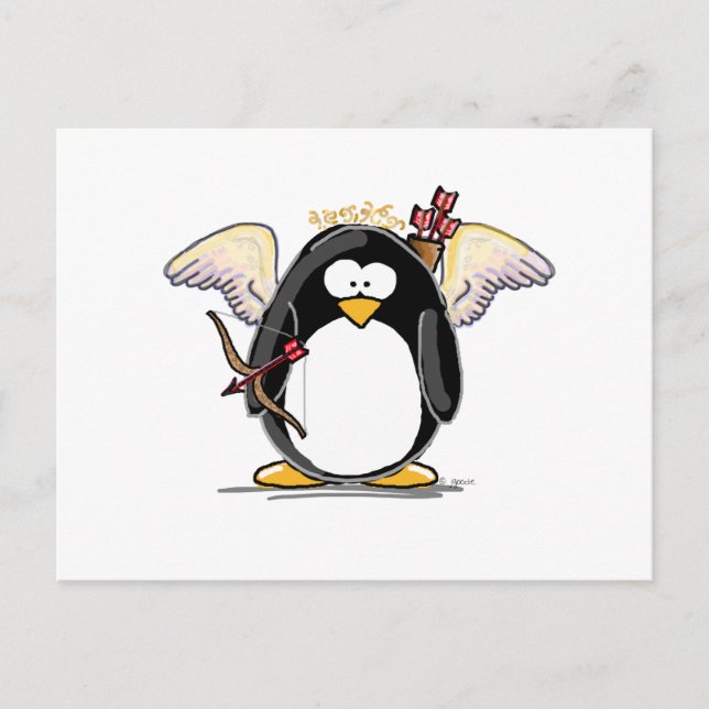 Cupid Penguin Postcard (Front)