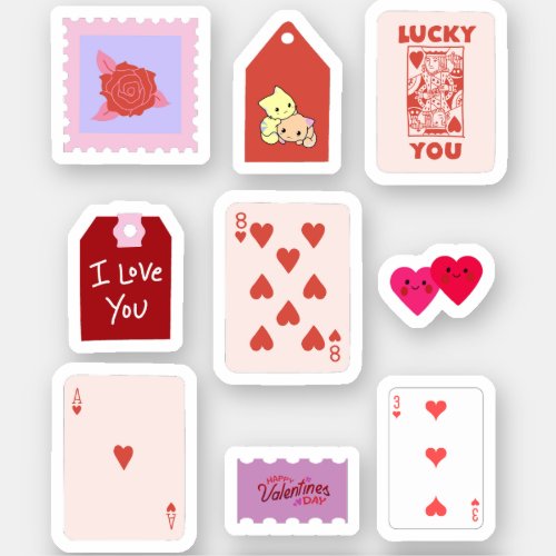 Cupid Pink Love Cards  Hearts Sticker