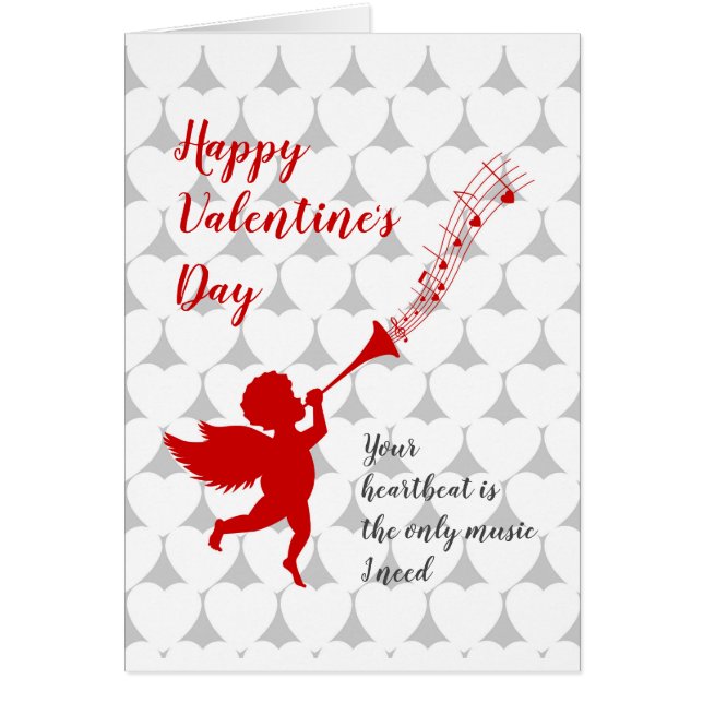 Cupid playing music on Valentine's Day Cards (Front)