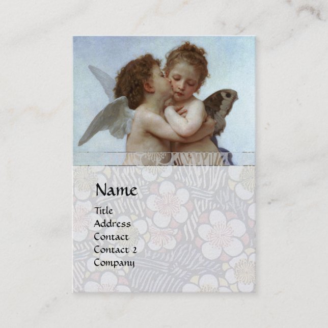 Cupid & Psyche as Children MONOGRAM Sapphire Business Card (Front)