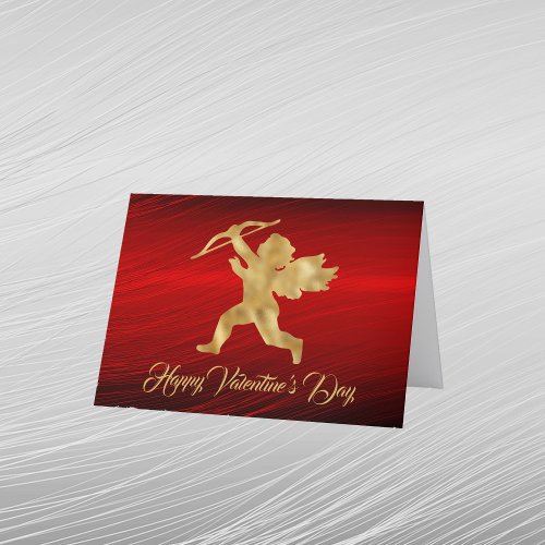 Cupid Red Gold Valentine Holiday Card
