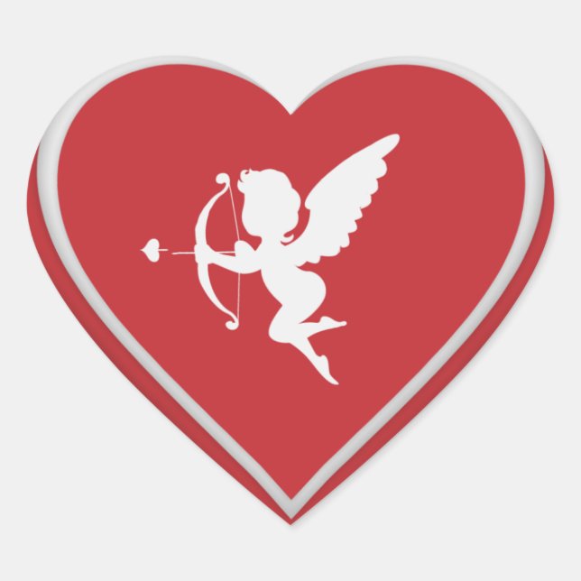 Cupid Red Heart Sticker (Front)