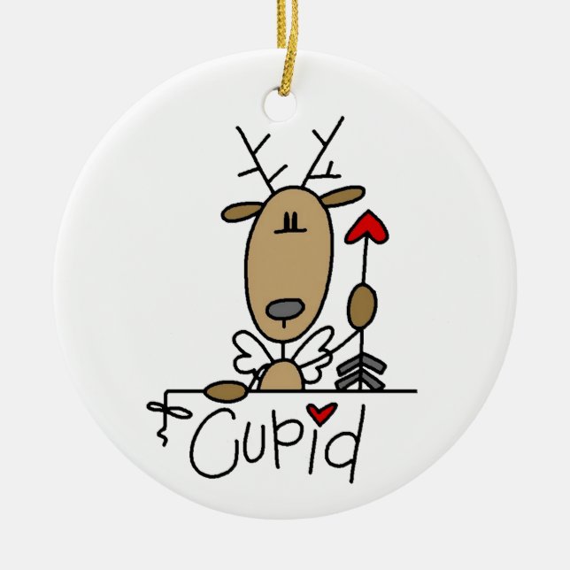Cupid Reindeer Christmas Tshirts and Gifts Ceramic Ornament (Front)