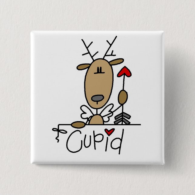 Cupid Reindeer Tshirts and Gifts Button (Front)