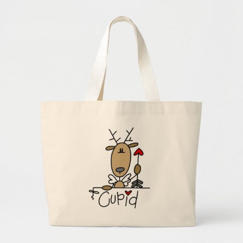 Cupid Reindeer Tshirts and Gifts Large Tote Bag