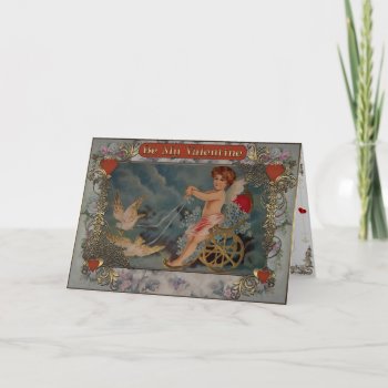 Cupid Riding A Trolley With Pigeons. Holiday Card by VintageStyleStudio at Zazzle