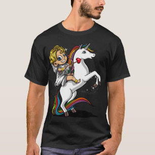 Cupid Riding Unicorn Valentines Day couple  T-Shirt