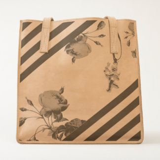 Cupid Rose Striped Leather Tote