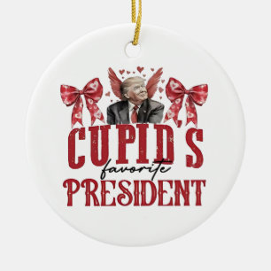 Cupid’s Favorite President Valentine Trump Ceramic Ornament