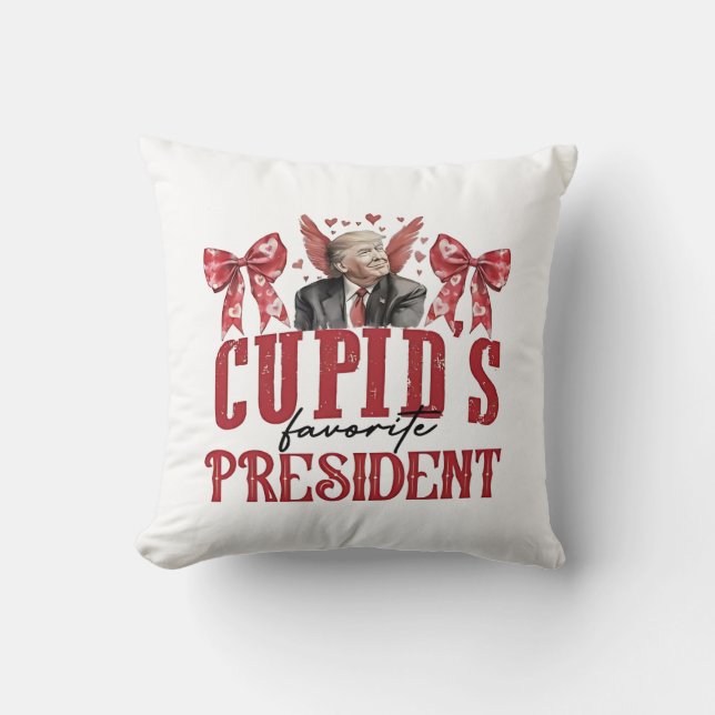 Cupid’s Favorite President Valentine Trump  Throw Pillow (Front)