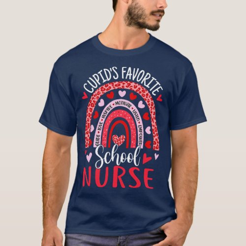 Cupid_s Favorite School Nurse Rainbow Leopard Vale T_Shirt