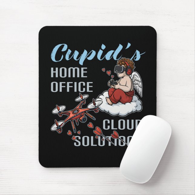 Cupid’s Home Office, Drone Valentine’s Day Mouse Pad (With Mouse)