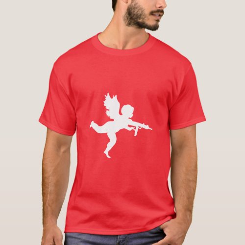 CUPID SHOT THROUGH THE HEART WITH A AK_47  T_Shirt