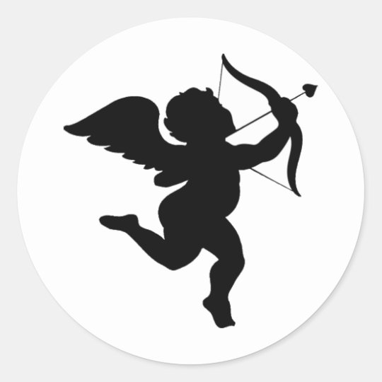 Cupid Silhouette Design! Classic Round Sticker | Zazzle.com