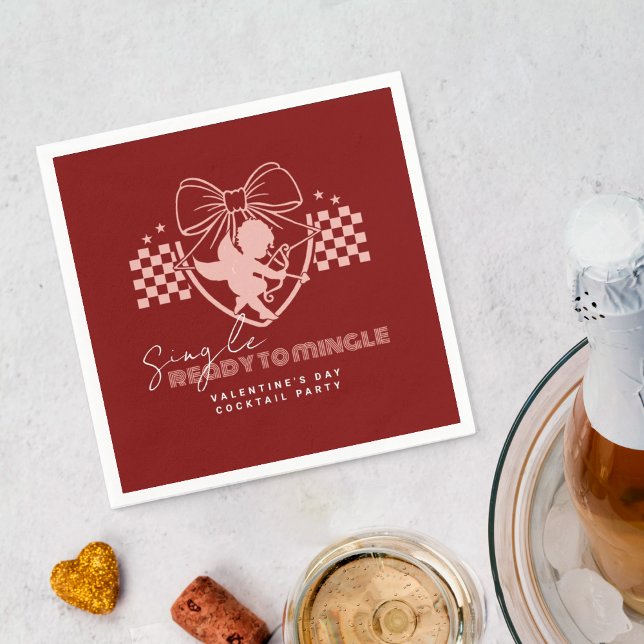 Cupid Single Ready to Mingle Valentine's Day Napkins (Creator Uploaded)