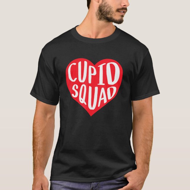 Cupid Squad Heart Funny Best friend Group Valentin T-Shirt (Front)