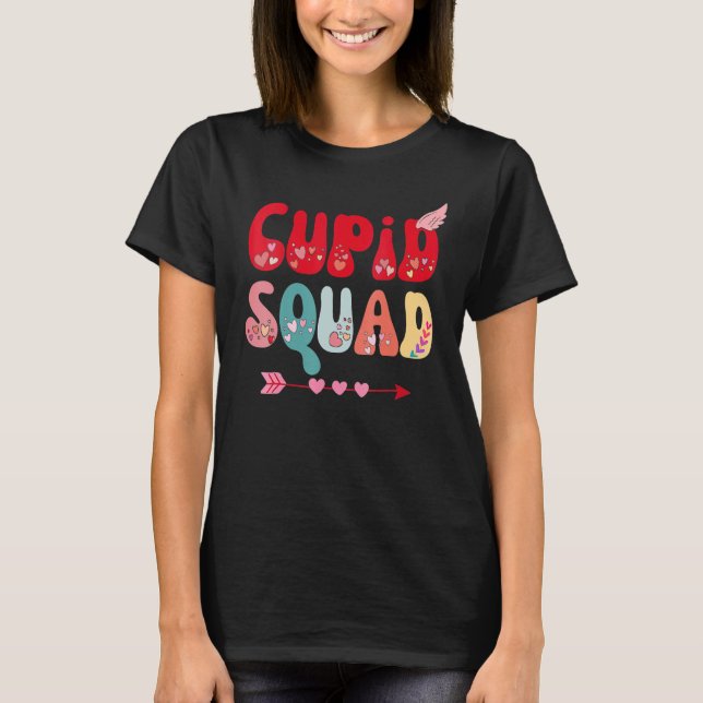 Cupid Squad Hearts Funny Valentine's Day Gifts Wom T-Shirt (Front)