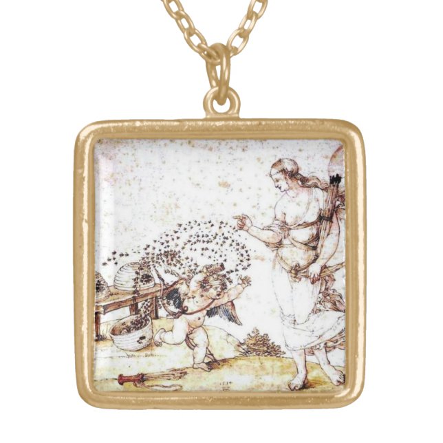 Cupid the Honey Thief Gold Plated Necklace (Front)