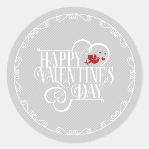 Cupid Typography Valentines Day White ID736 Classic Round Sticker