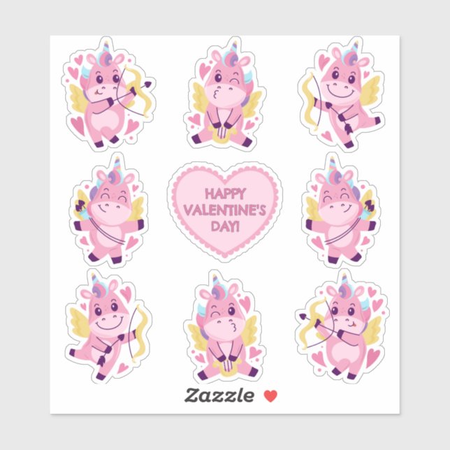 Cupid Unicorns for Valentine's Day Sticker (Sheet)