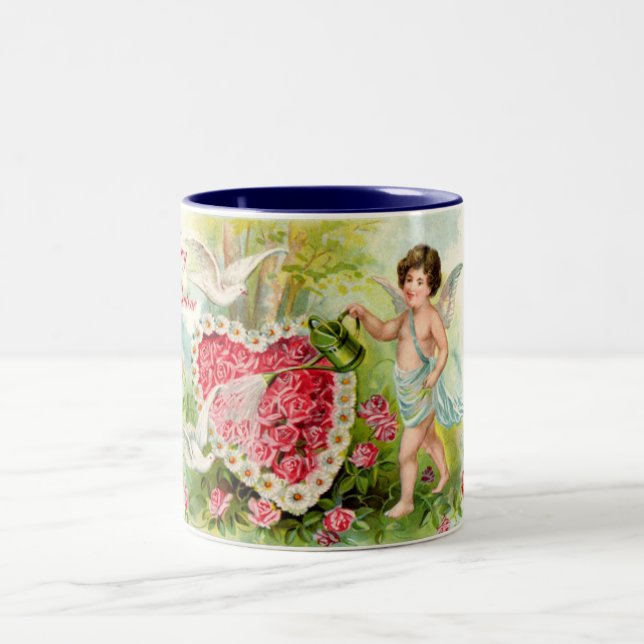 Cupid Valentine Pink Roses Mug (Center)
