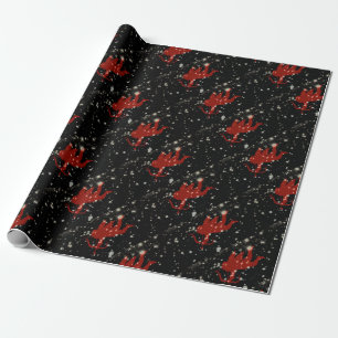 CUPID VALENTINE red and black LOVE WRAPPING PAPER