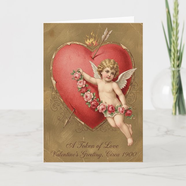Cupid Valentine Vintage Love Card (Front)