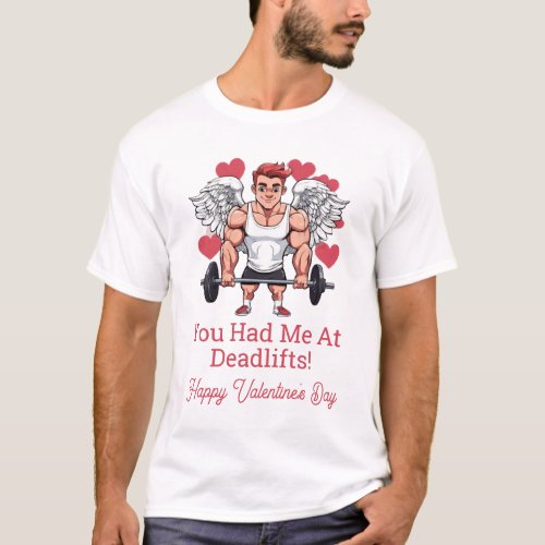 Cupid Valentines Day Gym Fitness Barbell Coach  T_Shirt