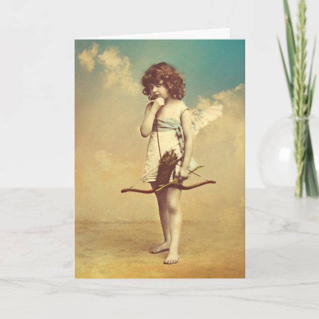 Cupid Vintage Photographic Image Holiday Card (Front)