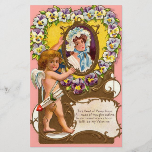 Cupid Vintage Valentine’s Day Stationery (Front)
