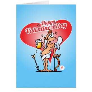 Cupid drinking a beer on Valentin's Day
