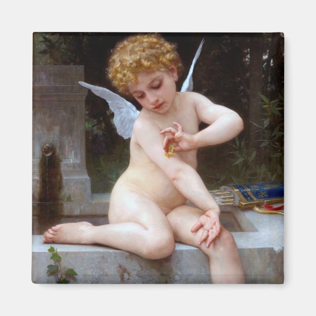 Cupid with a Butterfly, Bouguereau Magnet (Front)